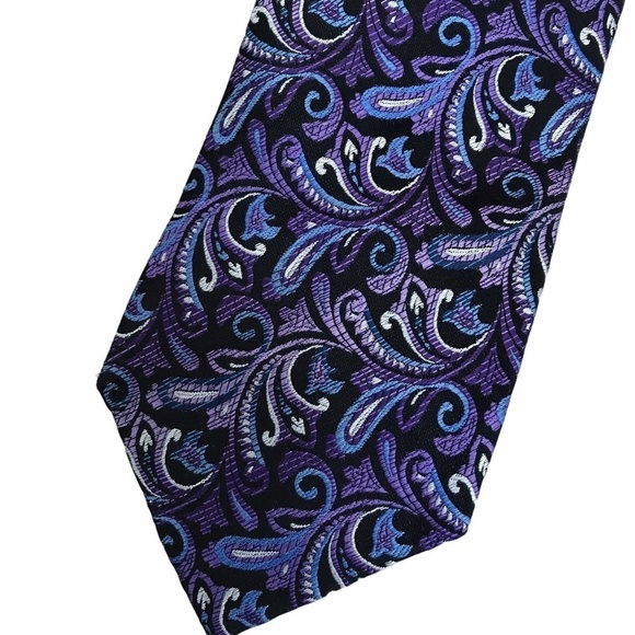 Van Heusen Blue Purple 100% Silk Tie - Picture 3 of 5